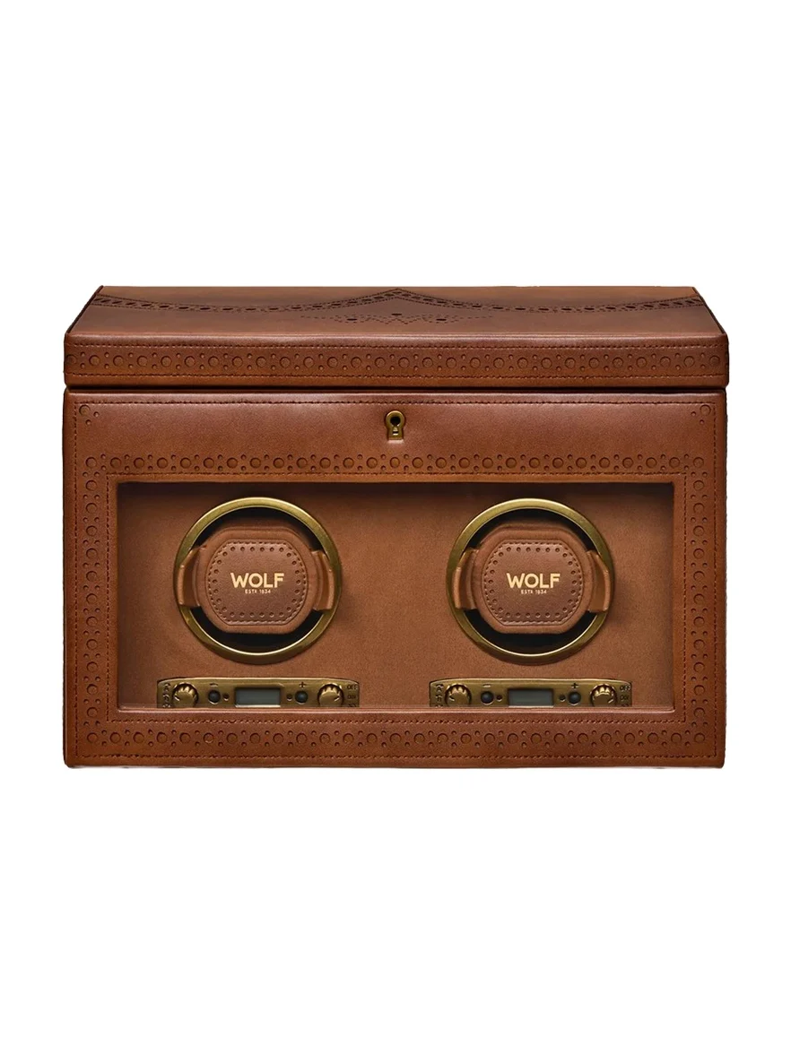 Wolf Brogue Double Watch Winder with Storage
