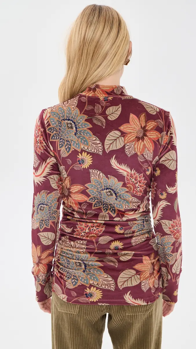 Farm Rio Delhi Floral Burgundy Velvet Jersey Blouse | Thumbnail 3 Farm Rio Delhi Floral Burgundy Velvet Jersey Blouse | Thumbnail 3