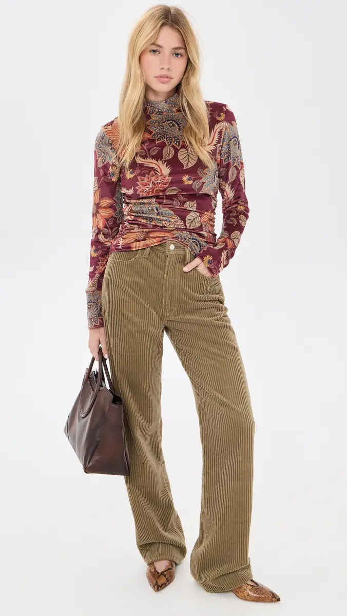 Farm Rio Delhi Floral Burgundy Velvet Jersey Blouse | Thumbnail 5 Farm Rio Delhi Floral Burgundy Velvet Jersey Blouse | Thumbnail 5