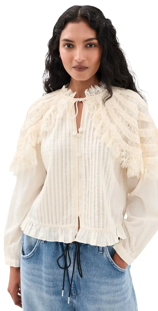 Margaret Solid Capelet Long Sleeve Top