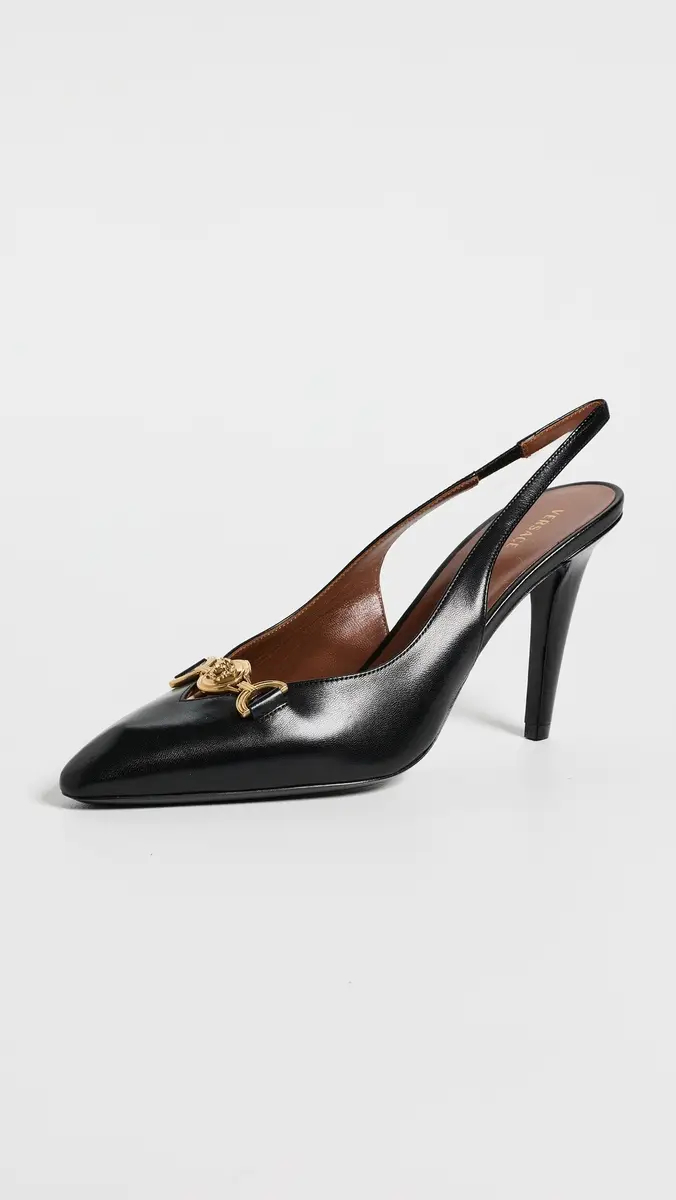 Versace Lamb Leather Sling Back Heels | Thumbnail 2