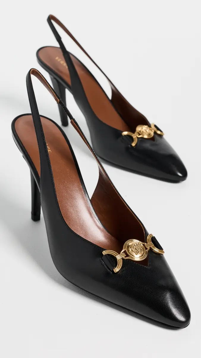 Versace Lamb Leather Sling Back Heels | Thumbnail 5
