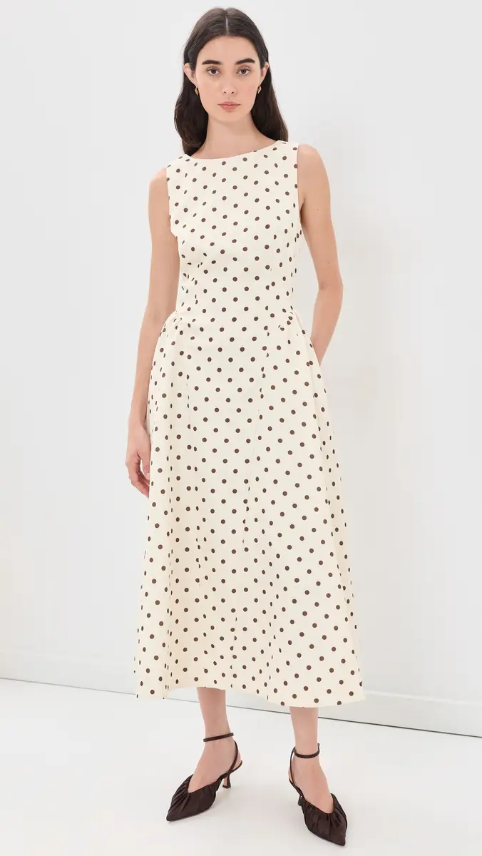 English Factory Polka Dot Sleeveless Midi Dress | Thumbnail 5 English Factory Polka Dot Sleeveless Midi Dress | Thumbnail 5
