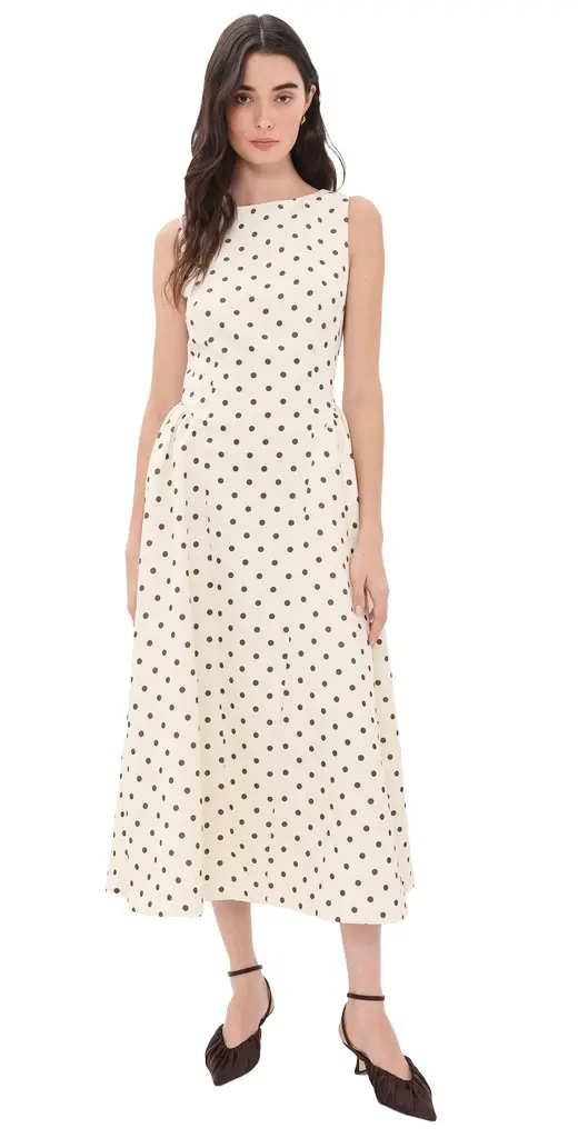 English Factory Polka Dot Sleeveless Midi Dress