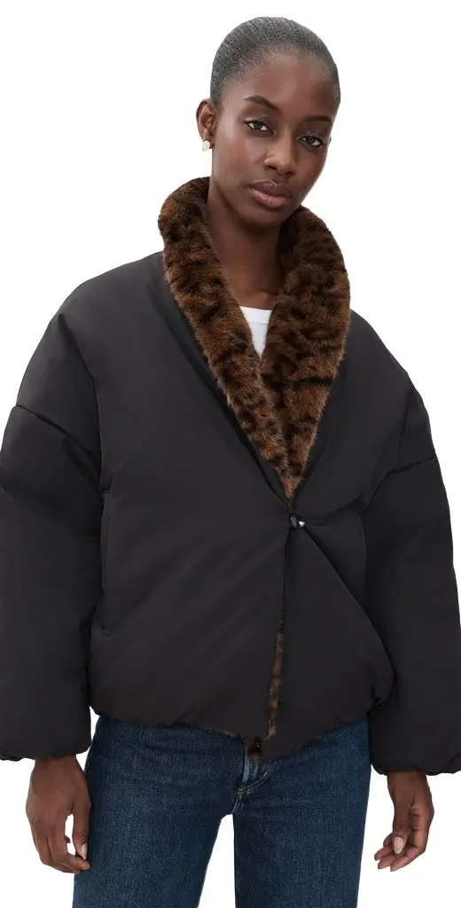 Bailey Rose Black Leopard Jacket