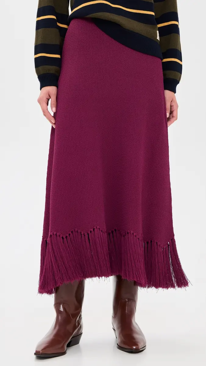 English Factory Fringe Detailed Midi Skirt | Thumbnail 2 English Factory Fringe Detailed Midi Skirt | Thumbnail 2