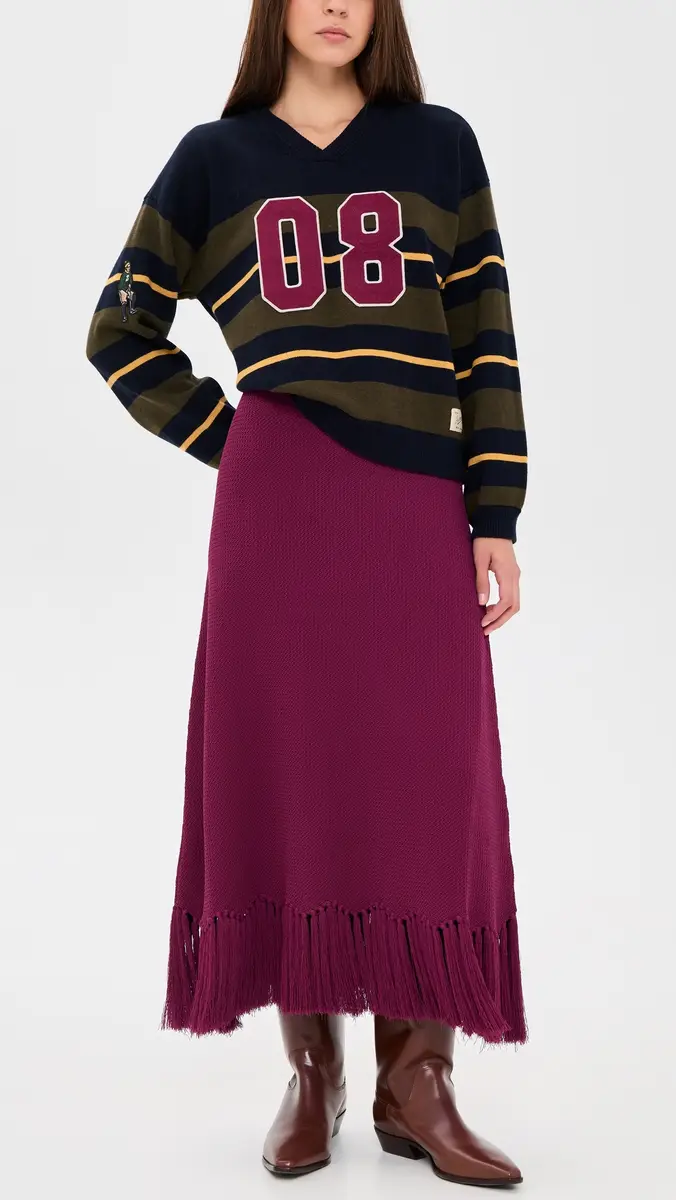 English Factory Fringe Detailed Midi Skirt | Thumbnail 5 English Factory Fringe Detailed Midi Skirt | Thumbnail 5