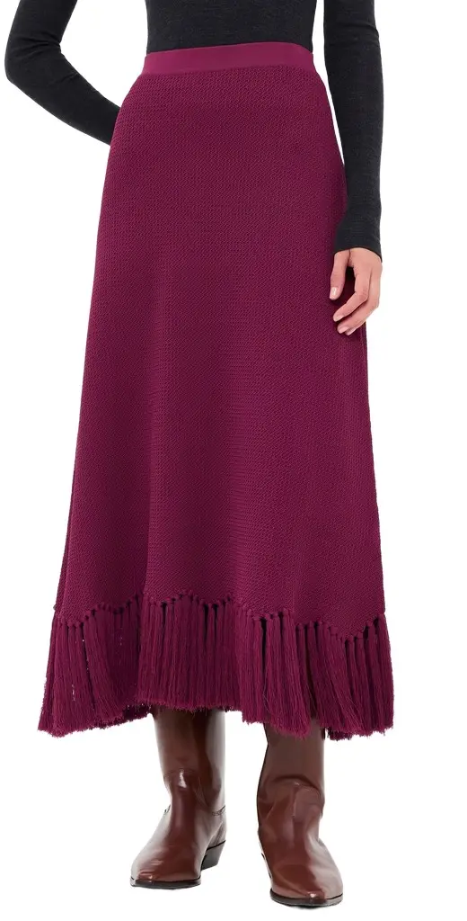 English Factory Fringe Detailed Midi Skirt