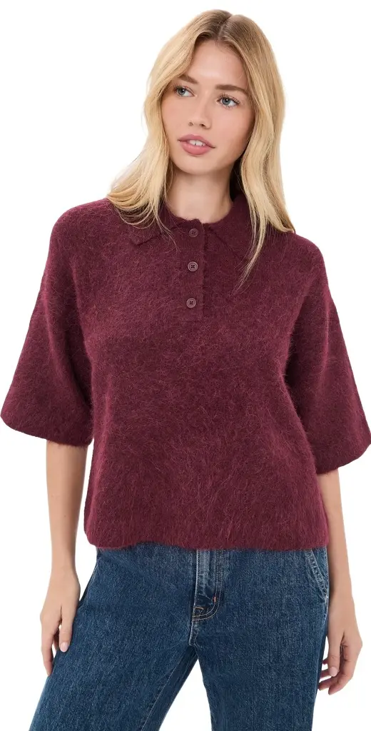 Nadya Alpaca Blend Boxy Polo Sweater