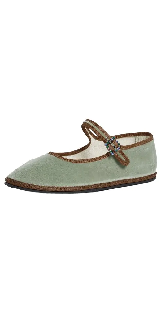 Velvet Mary Janes with Swarovski Buckle