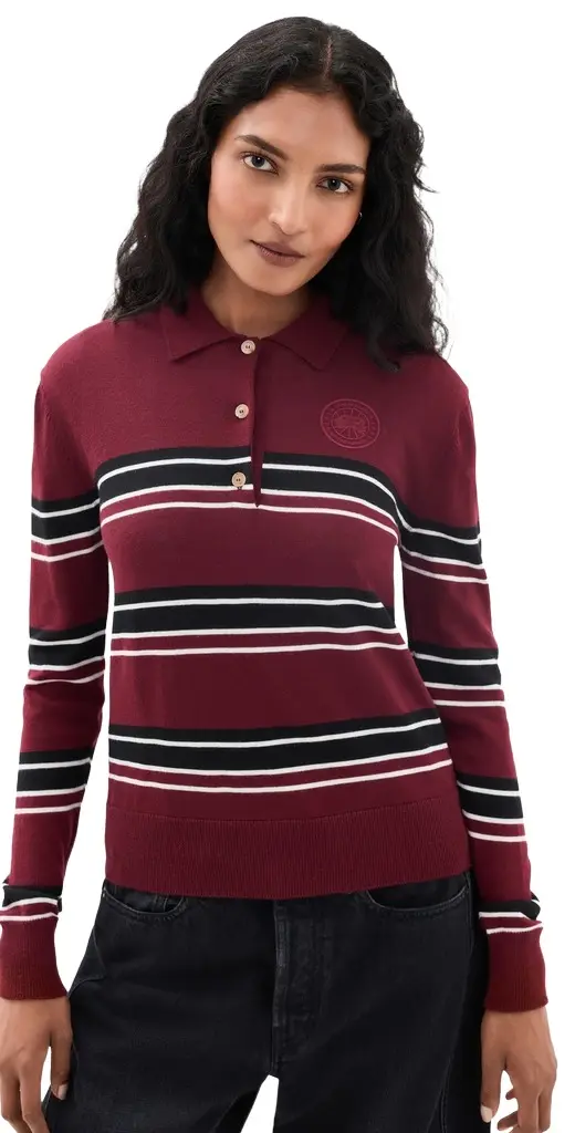 Melrose Long Sleeve Knit Polo Top Melrose Long Sleeve Knit Polo Top