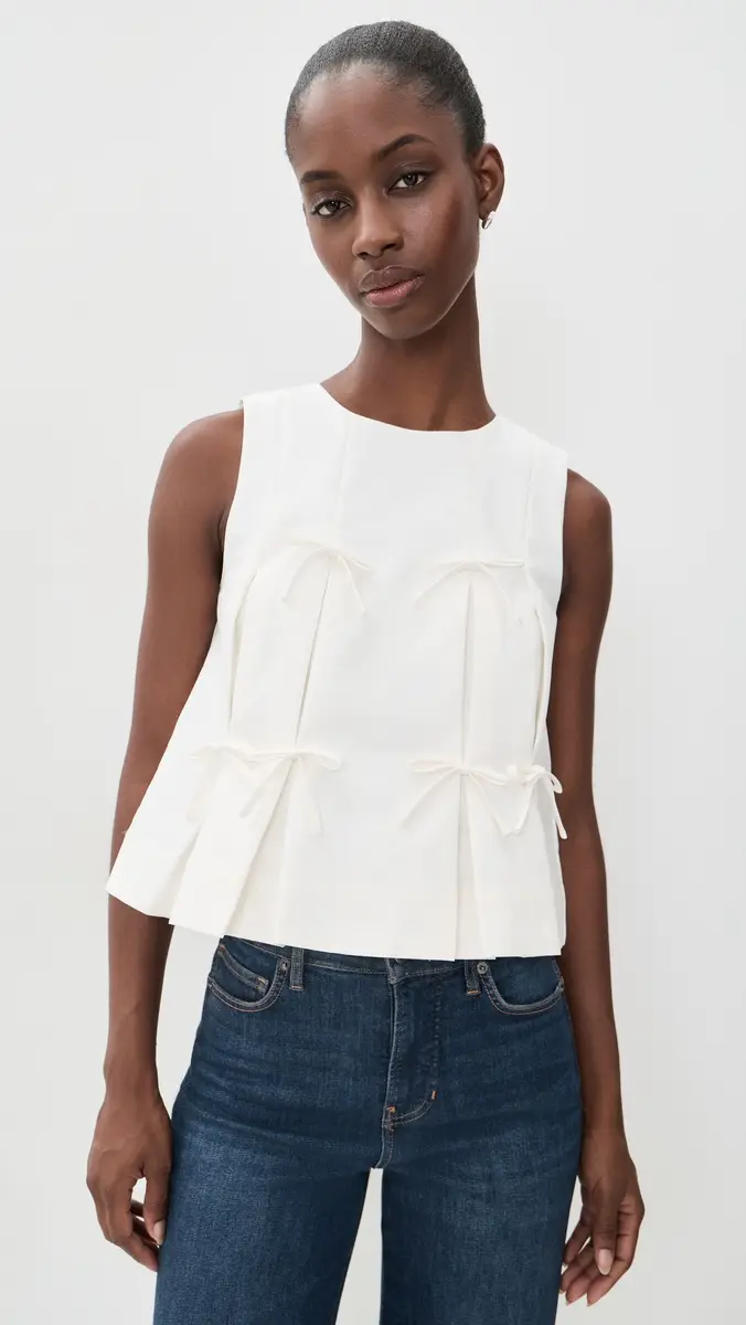 English Factory Multi Bow Pleated Top | Thumbnail 2 English Factory Multi Bow Pleated Top | Thumbnail 2