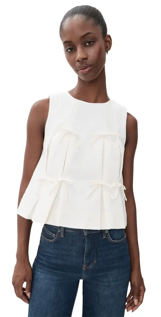 English Factory Multi Bow Pleated Top