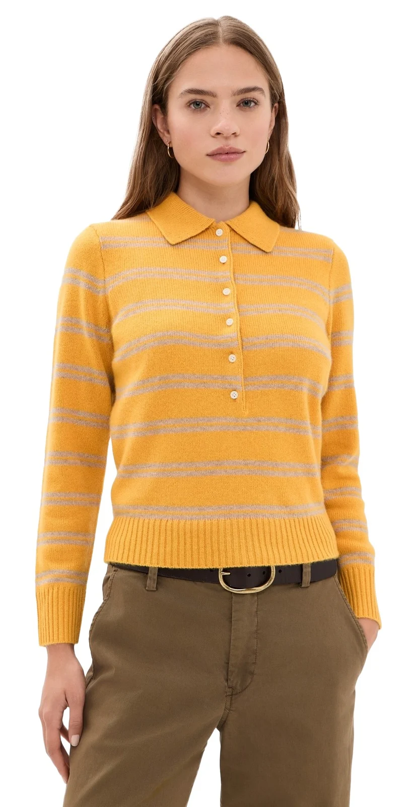 Alice Polo In Cashmere Stripe Oatmeal/Beeswax Alice Polo In Cashmere Stripe Oatmeal/Beeswax