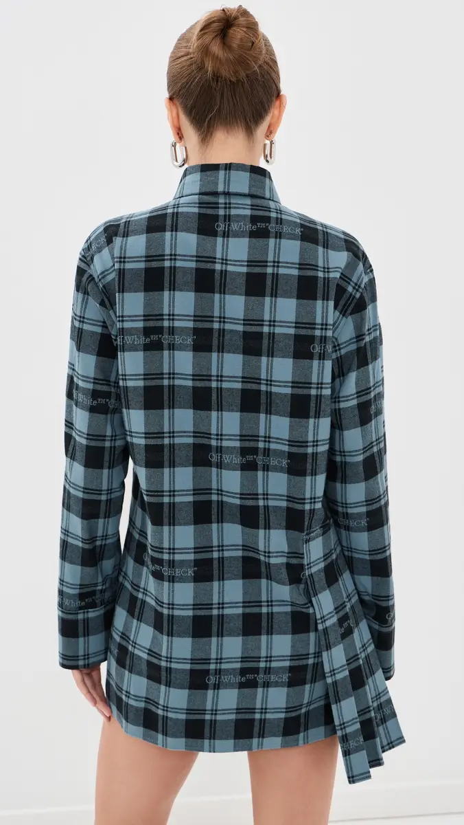 Off-White Check Flannel Panel Mini Dress | Thumbnail 3
