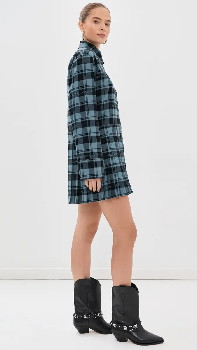 Off-White Check Flannel Panel Mini Dress | Thumbnail 4