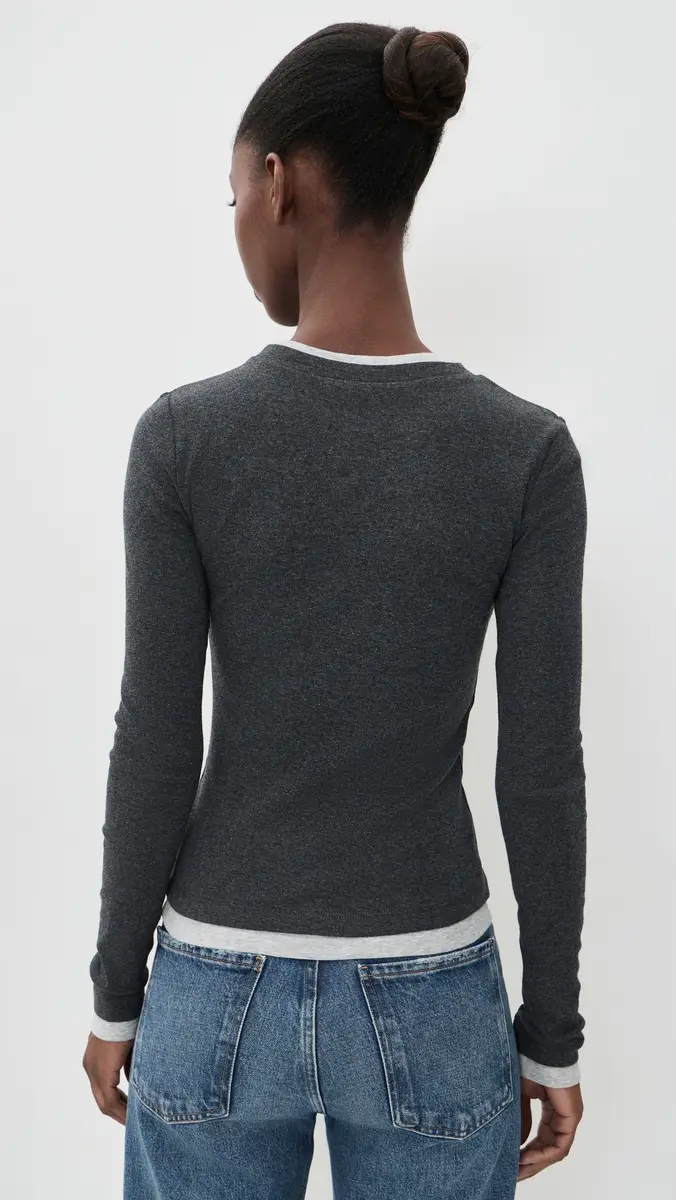 St. Agni Organic Cotton V Neck Long Sleeve Top | Thumbnail 3