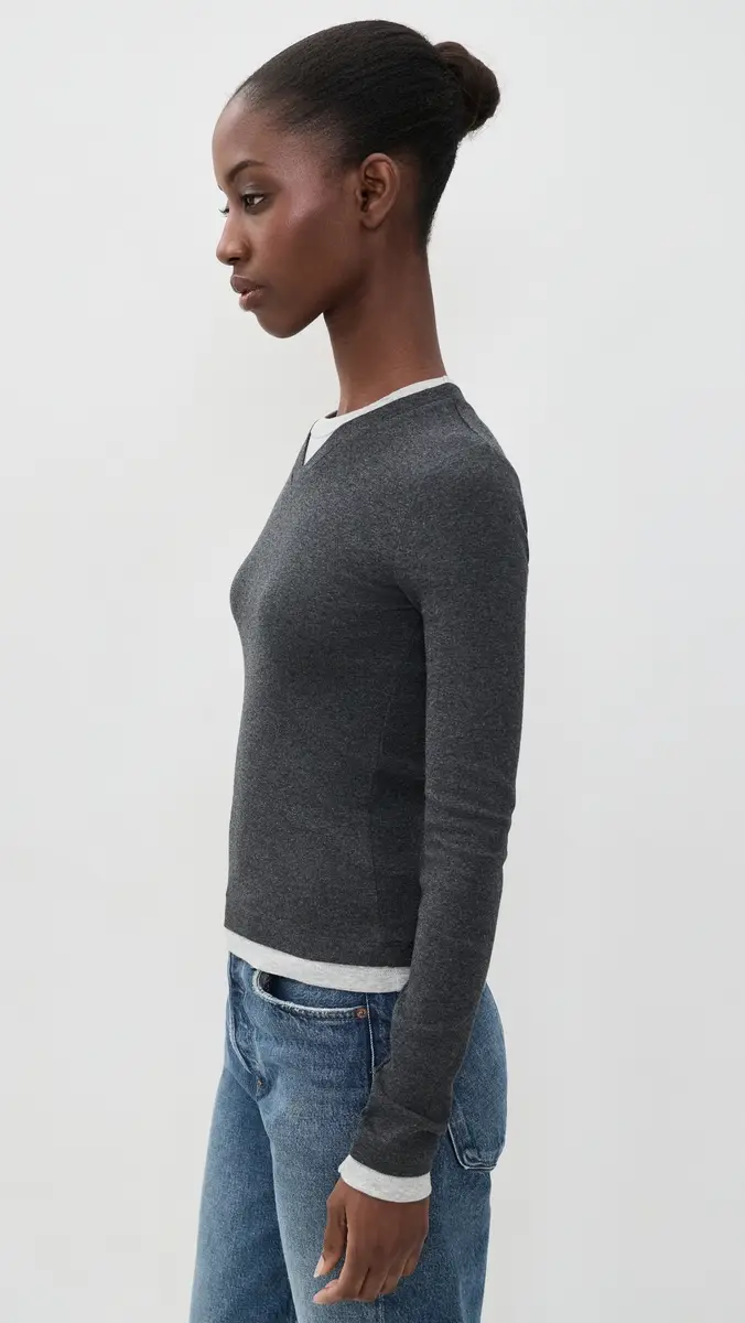 St. Agni Organic Cotton V Neck Long Sleeve Top | Thumbnail 4