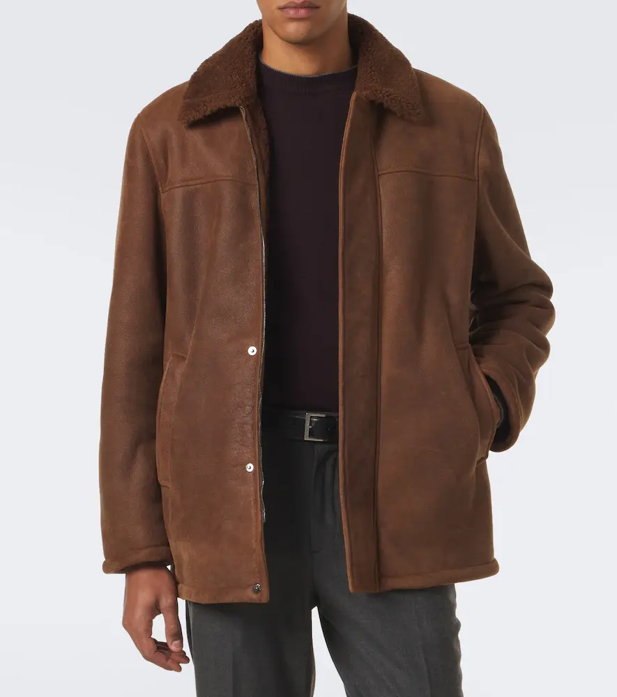 Canali Shearling-trimmed leather jacket | Thumbnail 3