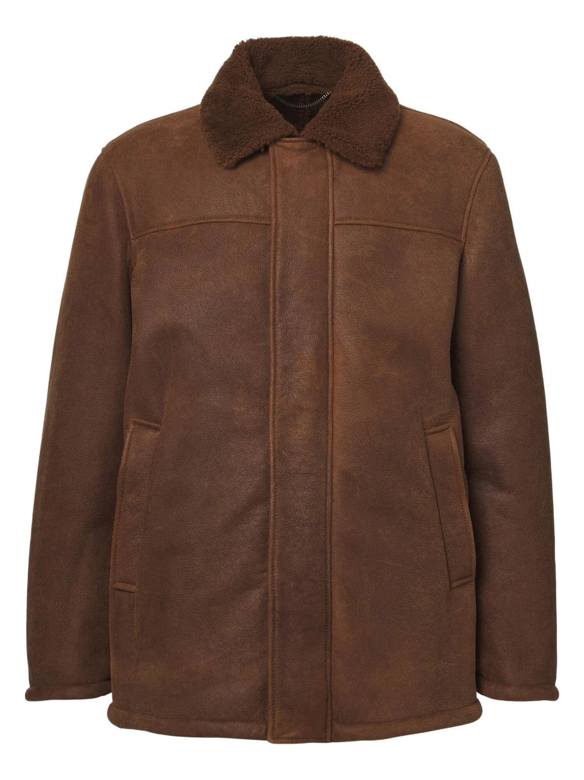 Shearling-trimmed leather jacket Shearling-trimmed leather jacket