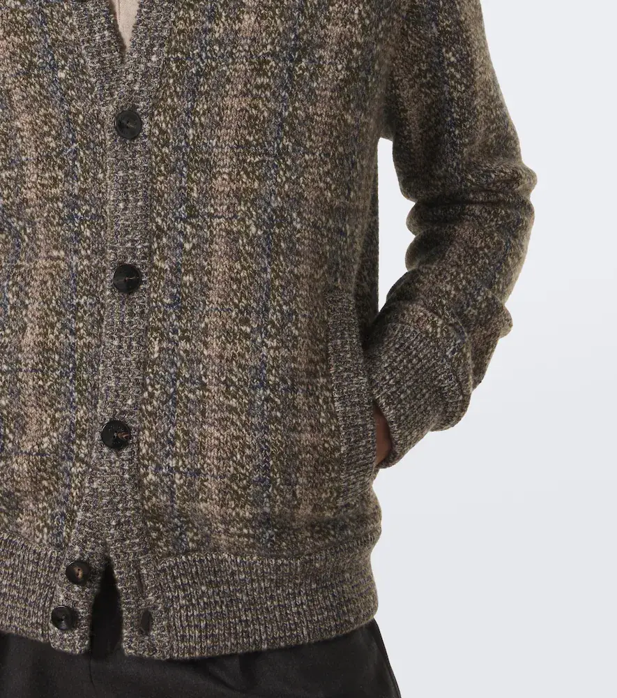 AGNONA Checked wool and cashmere cardigan | Thumbnail 2