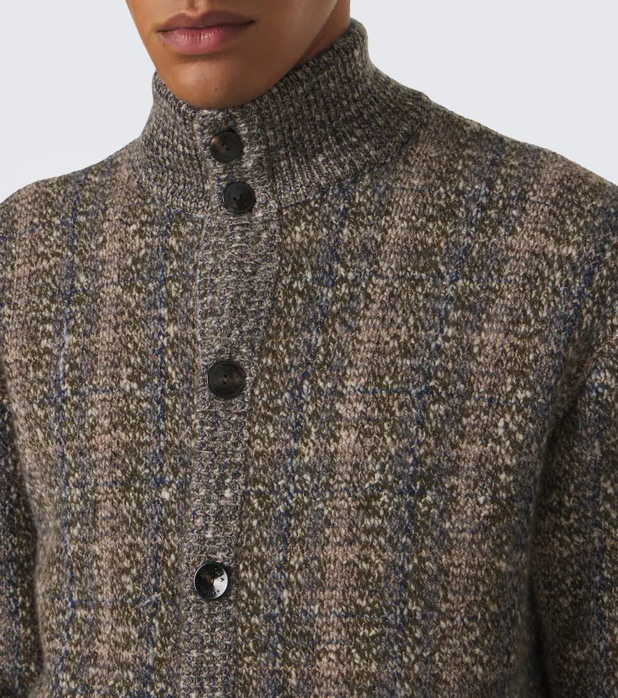 AGNONA Checked wool and cashmere cardigan | Thumbnail 4