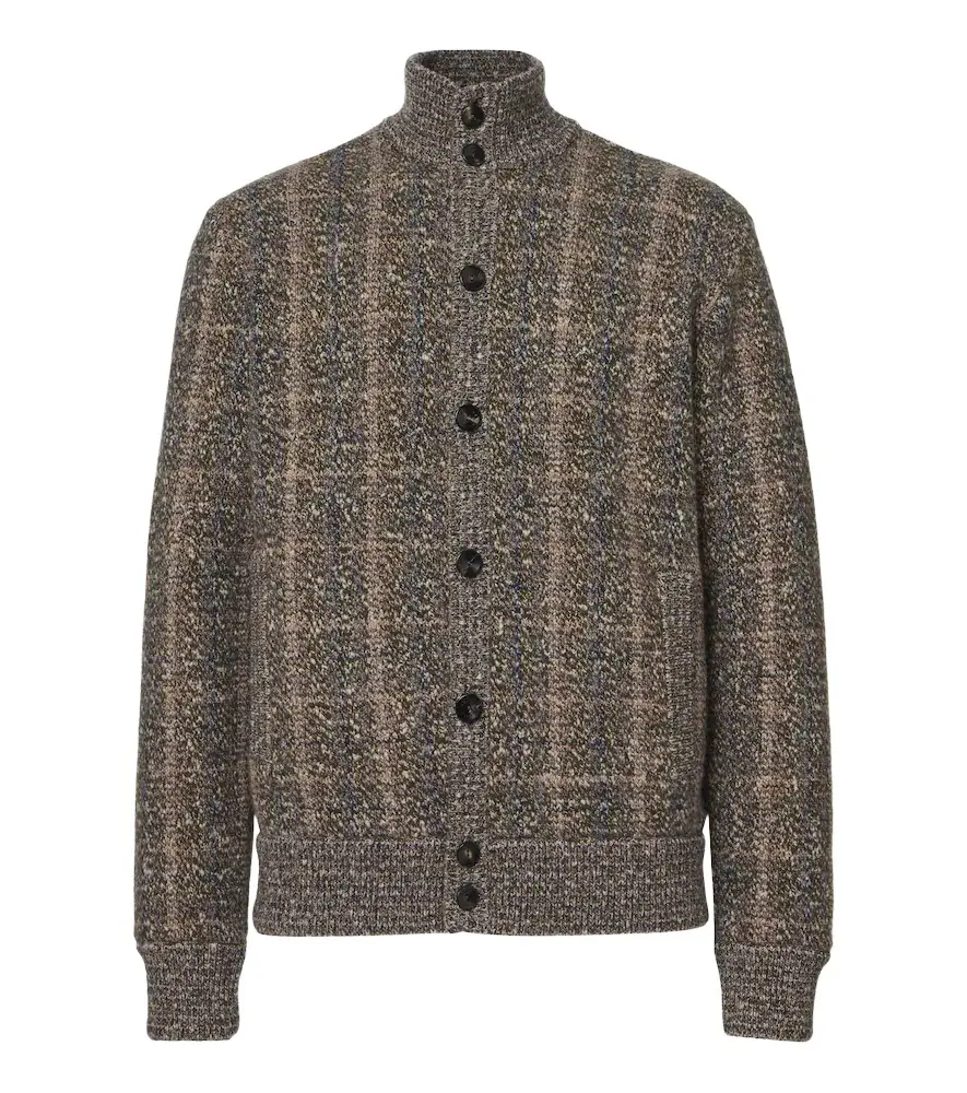 AGNONA Checked wool and cashmere cardigan