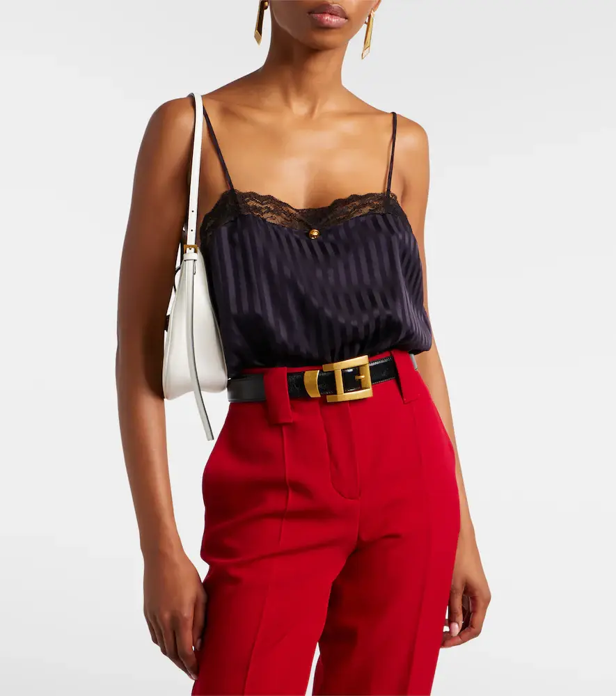 Versace Lace-trimmed silk-blend jacquard bodysuit | Thumbnail 3 Versace Lace-trimmed silk-blend jacquard bodysuit | Thumbnail 3