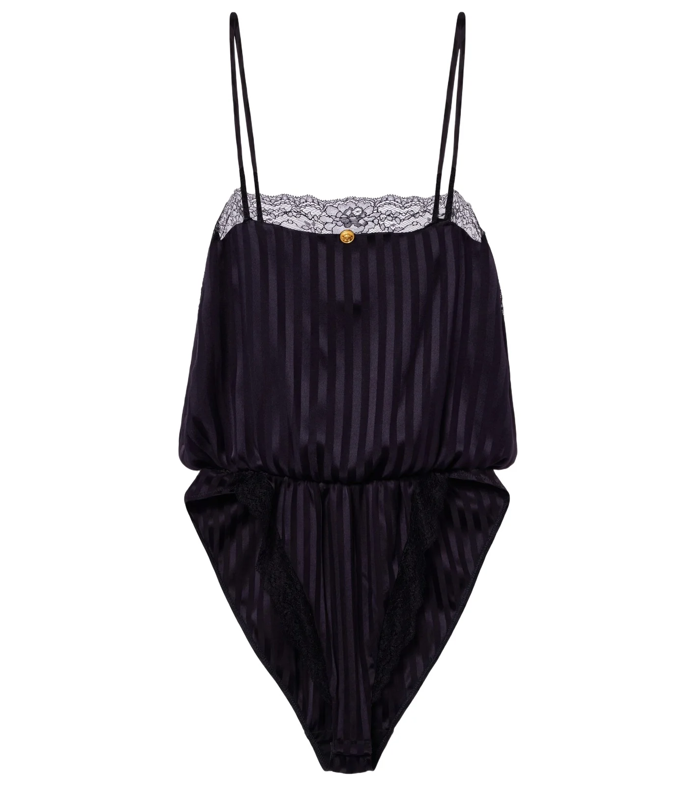 Versace Lace-trimmed silk-blend jacquard bodysuit