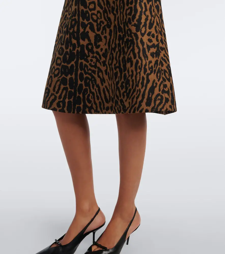 Carolina Herrera Leopard-print virgin wool midi skirt | Thumbnail 2