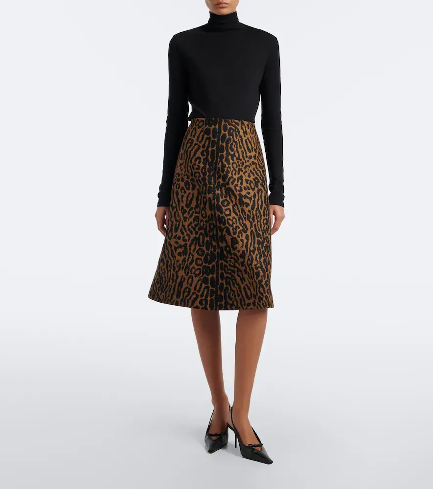 Carolina Herrera Leopard-print virgin wool midi skirt | Thumbnail 3
