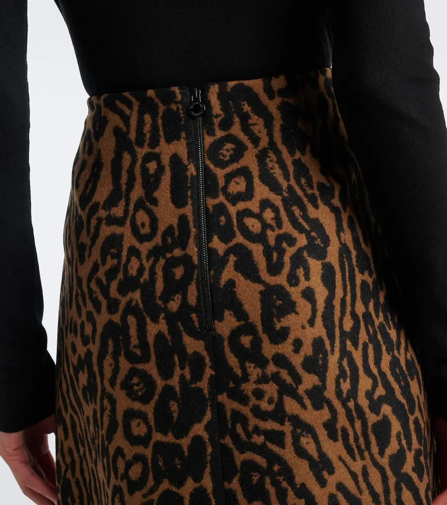 Carolina Herrera Leopard-print virgin wool midi skirt | Thumbnail 4