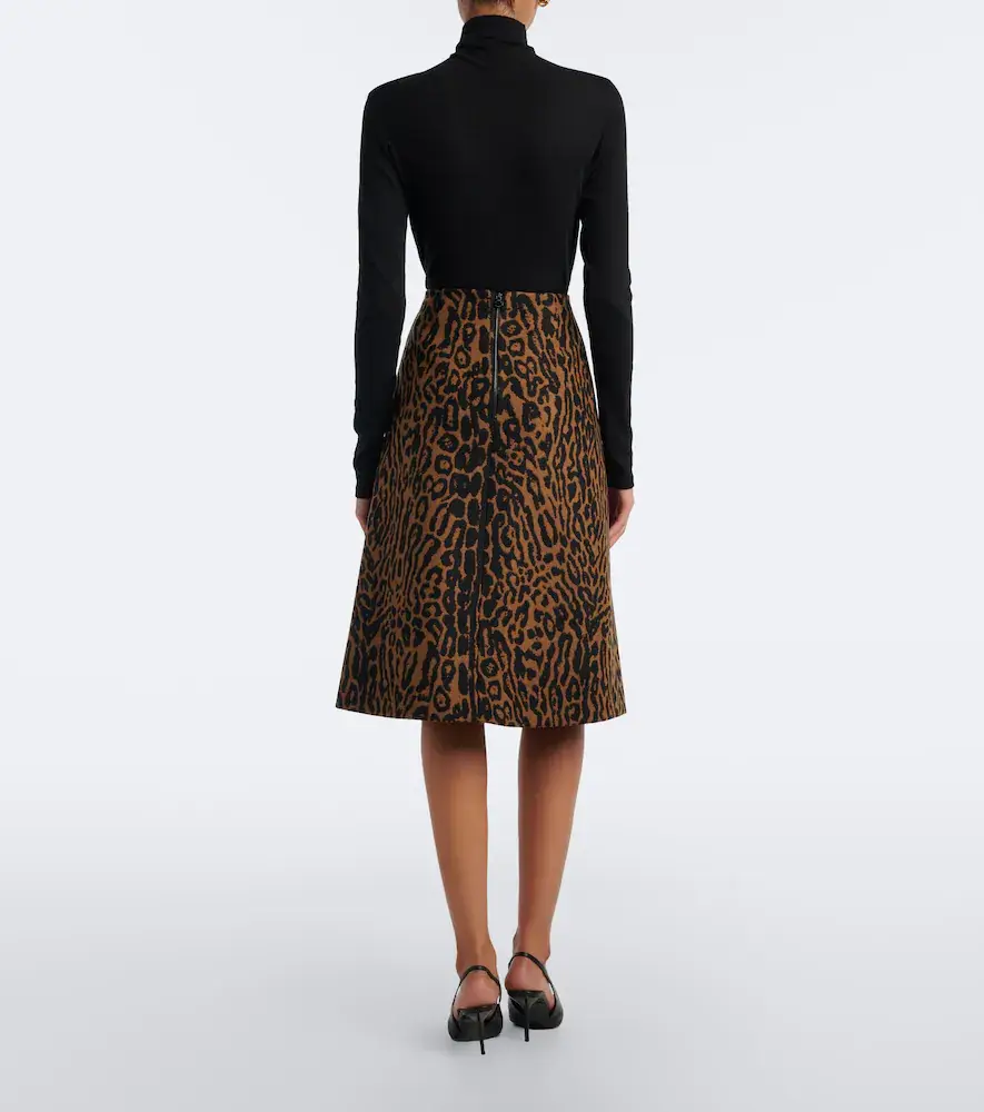 Carolina Herrera Leopard-print virgin wool midi skirt | Thumbnail 6