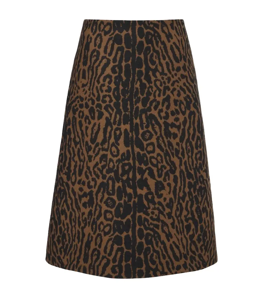 Leopard-print virgin wool midi skirt Leopard-print virgin wool midi skirt