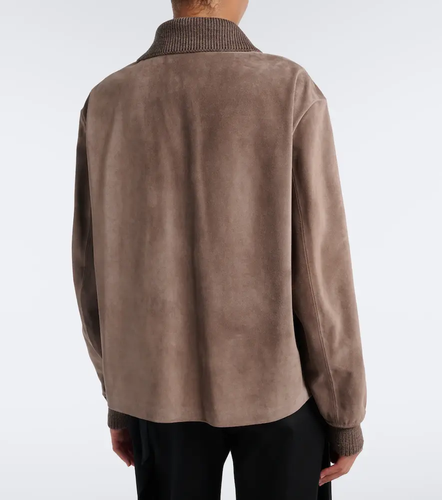 JW Anderson Wool-trimmed suede blouson jacket | Thumbnail 4 JW Anderson Wool-trimmed suede blouson jacket | Thumbnail 4