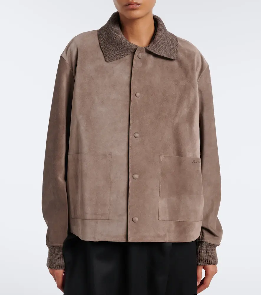 JW Anderson Wool-trimmed suede blouson jacket | Thumbnail 5 JW Anderson Wool-trimmed suede blouson jacket | Thumbnail 5
