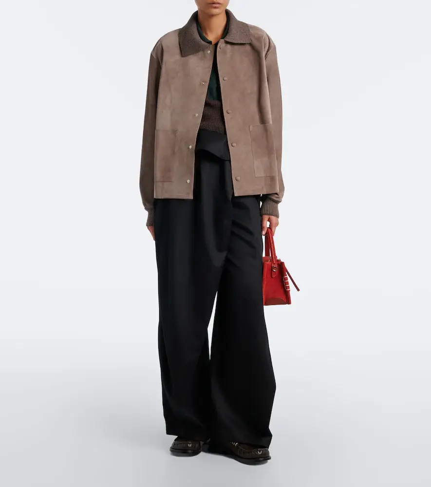 JW Anderson Wool-trimmed suede blouson jacket | Thumbnail 6 JW Anderson Wool-trimmed suede blouson jacket | Thumbnail 6