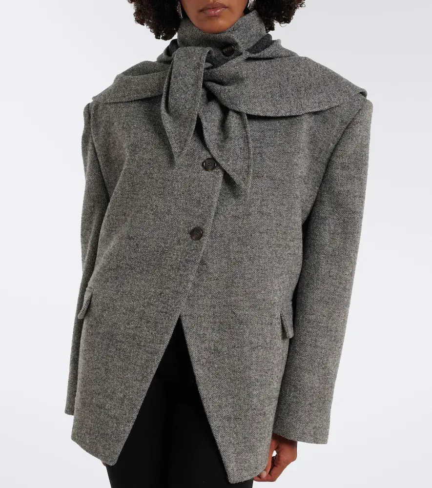 Magda Butrym Draped herringbone wool and cashmere blazer | Thumbnail 2 Magda Butrym Draped herringbone wool and cashmere blazer | Thumbnail 2