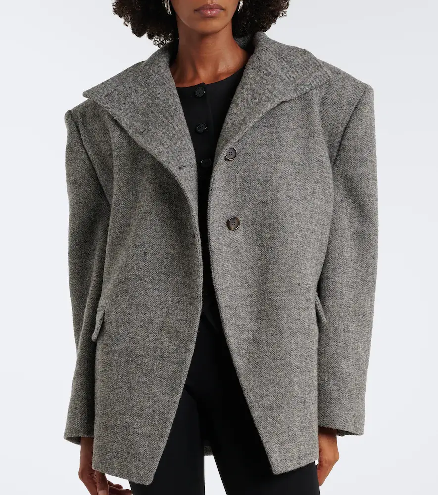 Magda Butrym Draped herringbone wool and cashmere blazer | Thumbnail 3 Magda Butrym Draped herringbone wool and cashmere blazer | Thumbnail 3