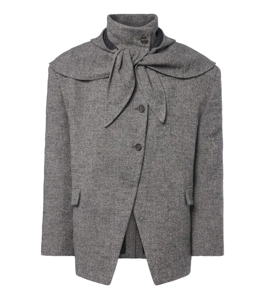 Draped herringbone wool and cashmere blazer Draped herringbone wool and cashmere blazer