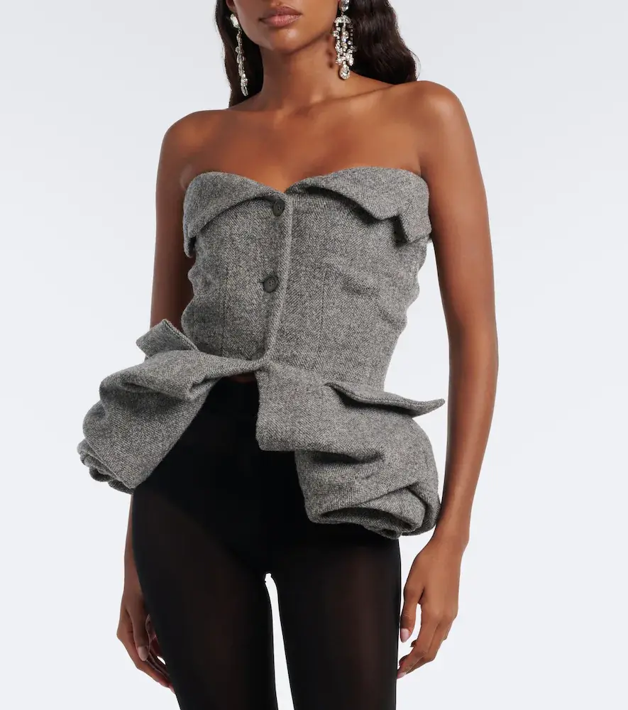 Magda Butrym Herringbone peplum wool and cashmere-blend top | Thumbnail 3 Magda Butrym Herringbone peplum wool and cashmere-blend top | Thumbnail 3