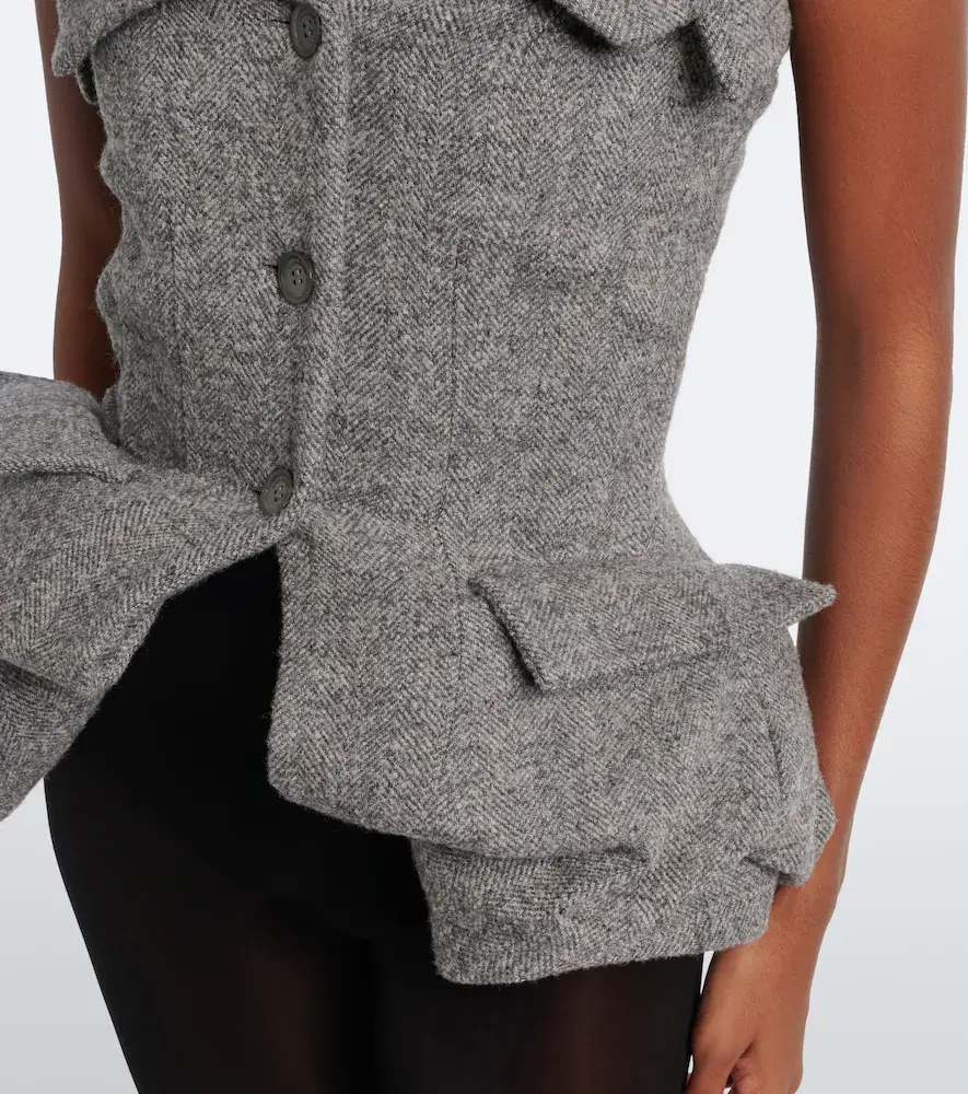 Magda Butrym Herringbone peplum wool and cashmere-blend top | Thumbnail 5 Magda Butrym Herringbone peplum wool and cashmere-blend top | Thumbnail 5