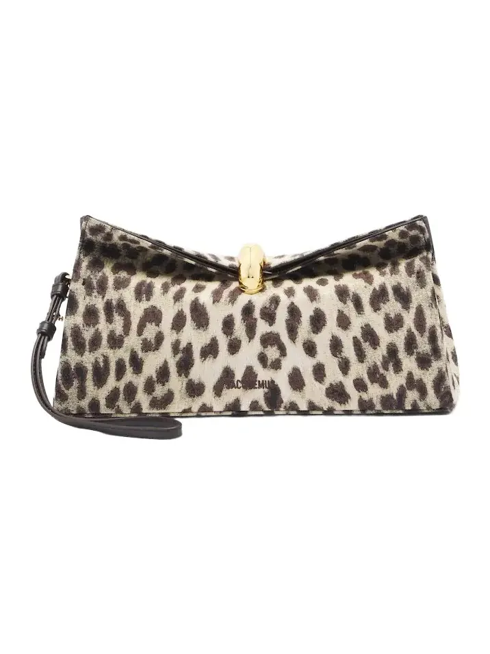 Jacquemus Valérie leopard-print canvas clutch