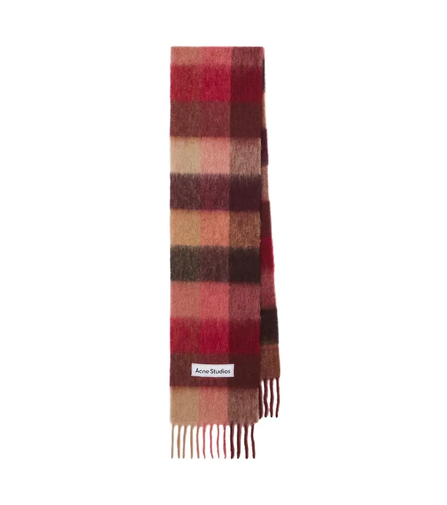 Checked alpaca, wool, and mohair-blend scarf Checked alpaca, wool, and mohair-blend scarf