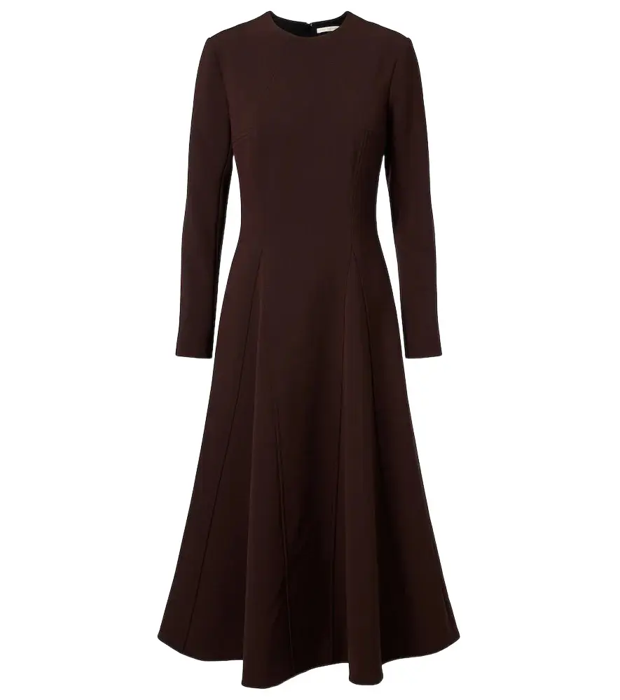 Olivienne pleated crêpe midi dress Olivienne pleated crêpe midi dress