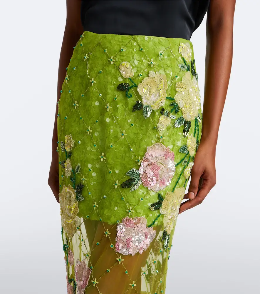 LA FUORI Là Fuori Rose Geo Garden embellished midi skirt | Thumbnail 5