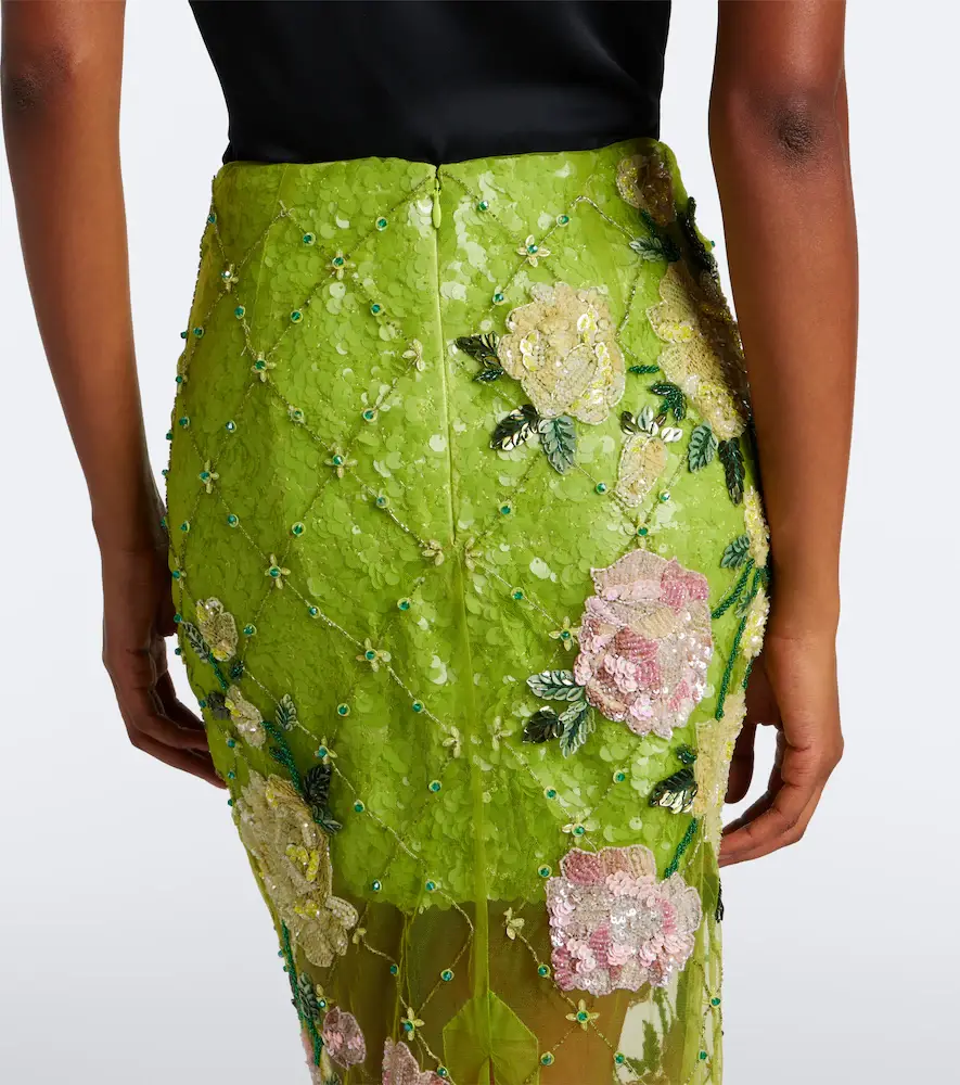LA FUORI Là Fuori Rose Geo Garden embellished midi skirt | Thumbnail 6