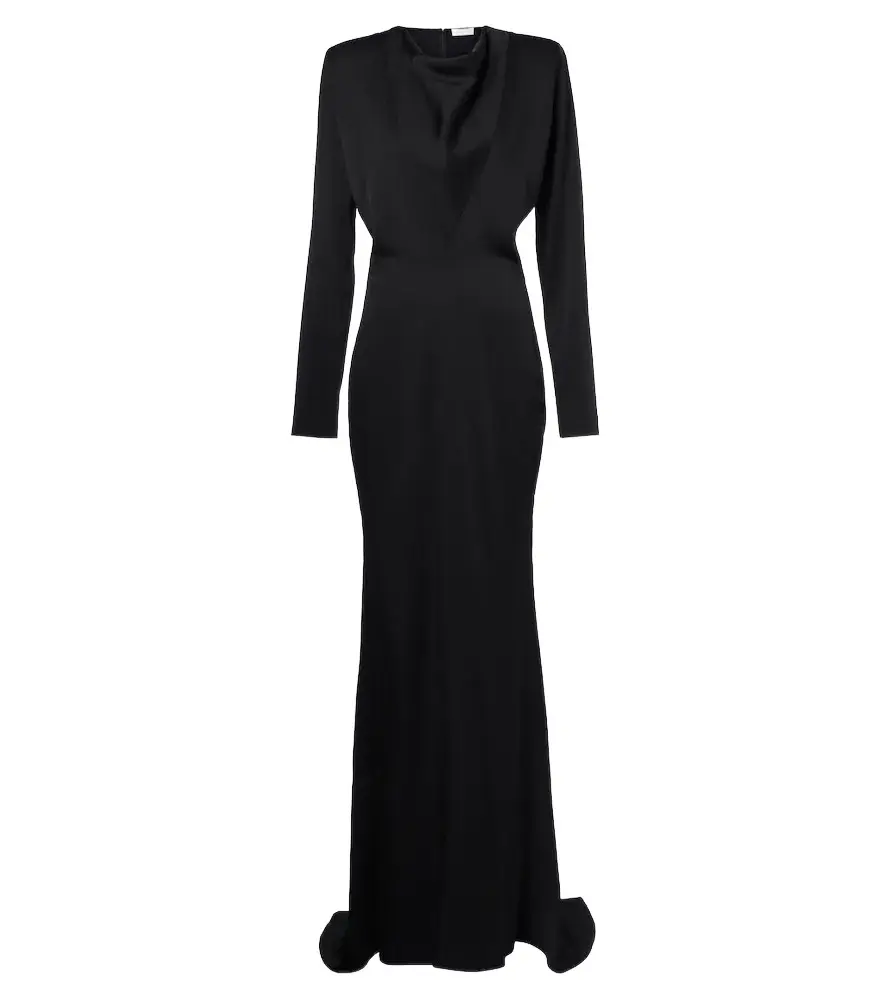 Draped satin gown