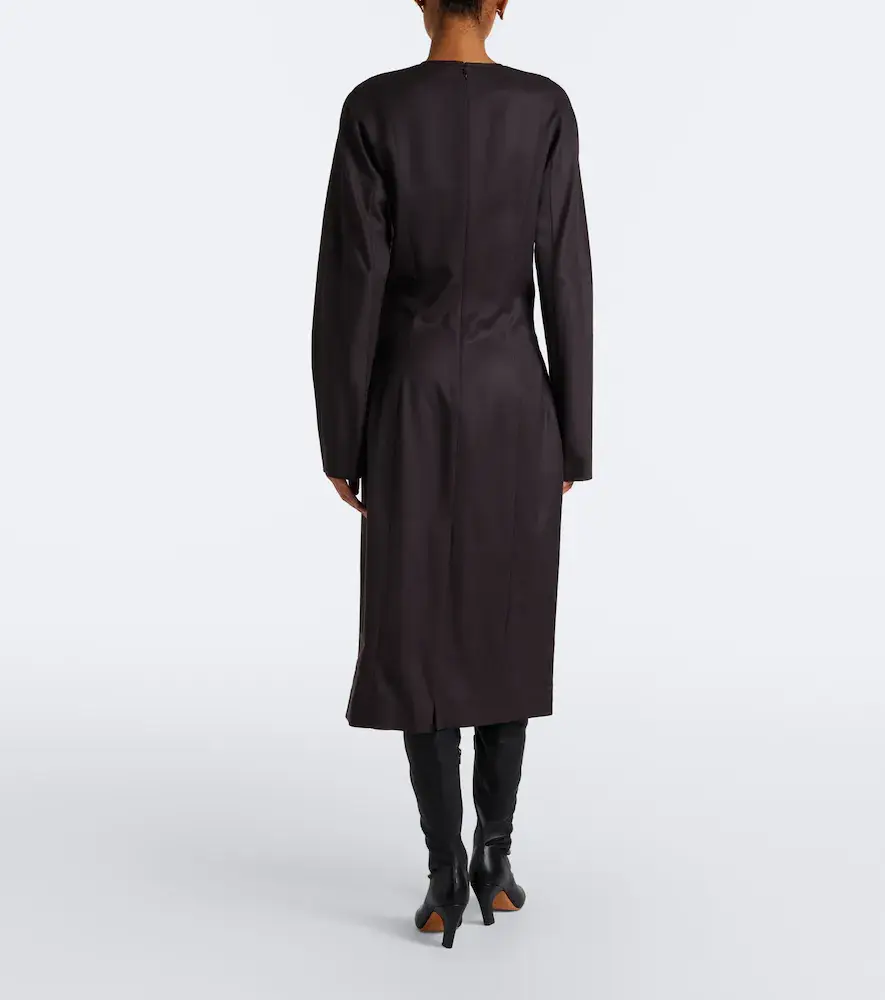 Stella McCartney Pleated wool flannel midi dress | Thumbnail 6 Stella McCartney Pleated wool flannel midi dress | Thumbnail 6