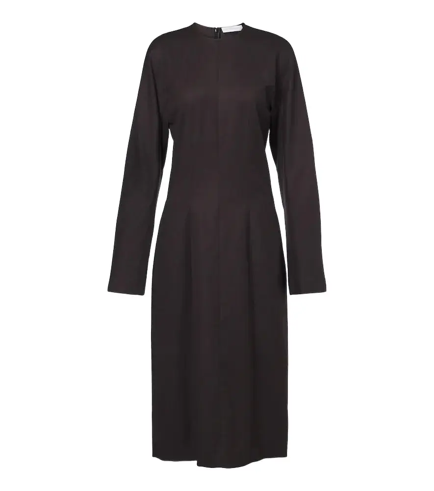 Pleated wool flannel midi dress Pleated wool flannel midi dress
